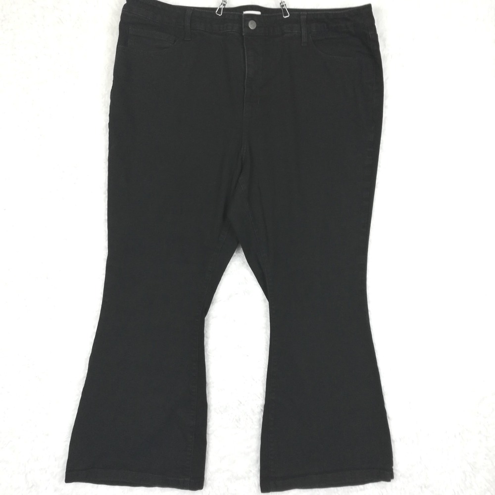 Ava & Viv Womens Jeans High Rise Flare Black Denim Stretch Plus 26